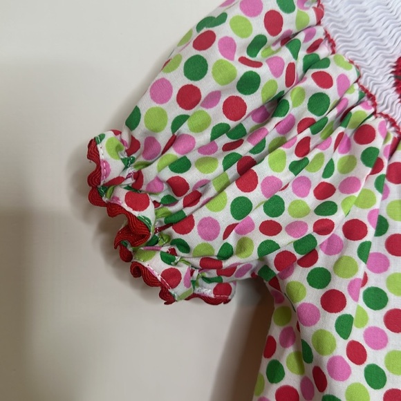 Smocked A Lot Baby Girls smocked Christmas dress 3M EUC - Picture 3 of 7